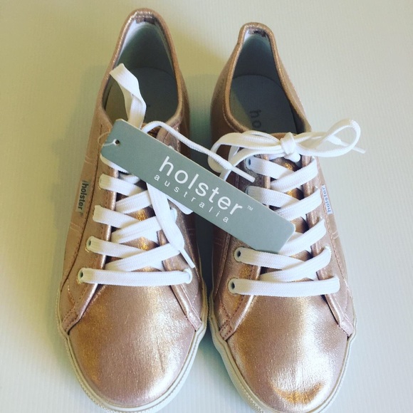holster Shoes - NWT HOLSTER vegan  sz 38 metallic rose gold sneakers PETA approved cruelty free